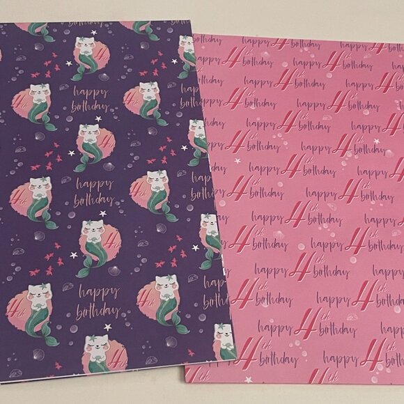 Cat Mermaid Birthday Card & Gift Wrap Set - Picture 6 of 10